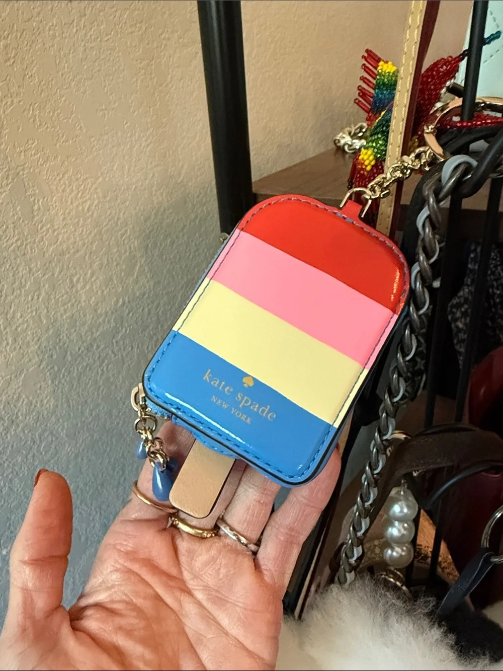 Kate Spade ♠️ Colorblock Popsicle Key Pouch - Red Pink Yellow Blue